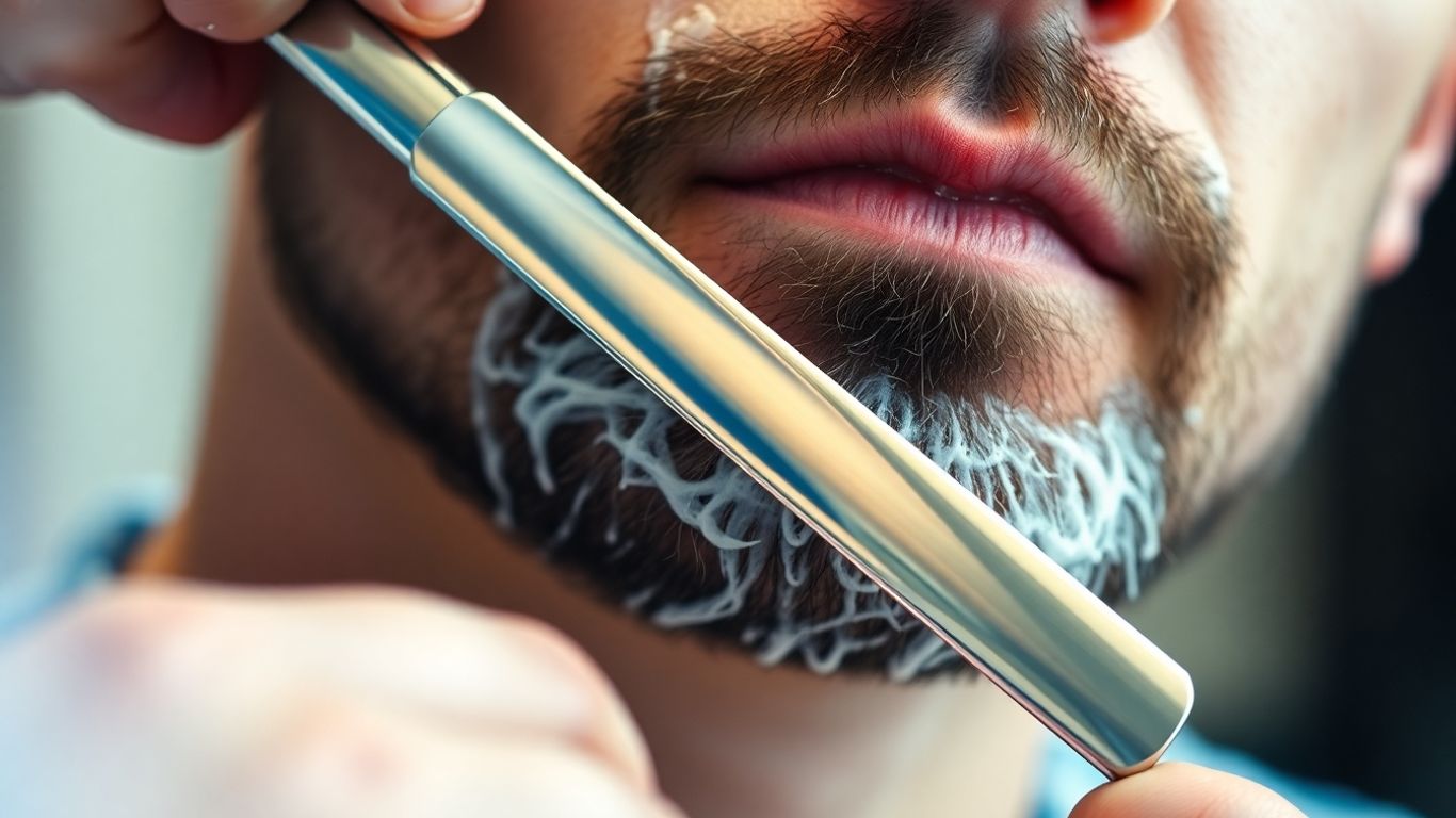 Man getting a straight razor shave