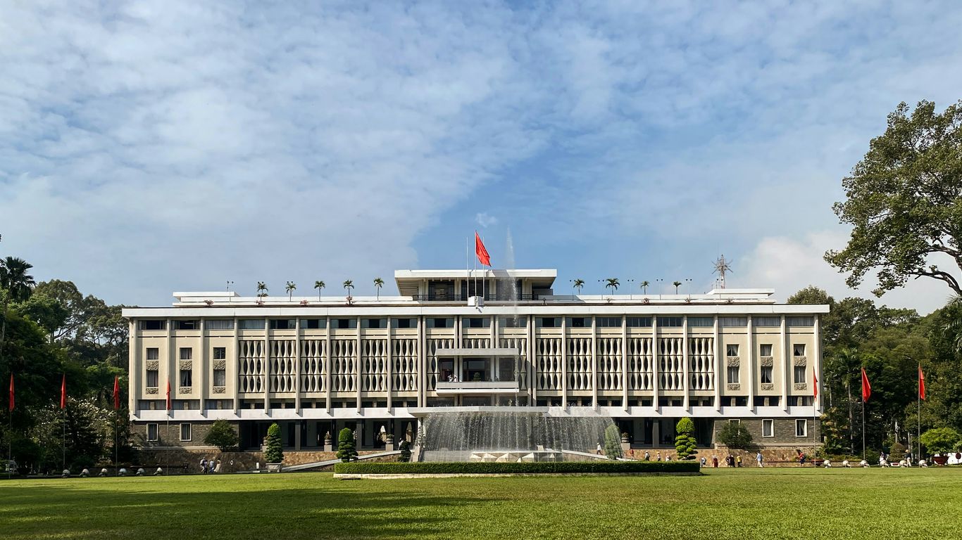 The independence palace of vietnam is shown.