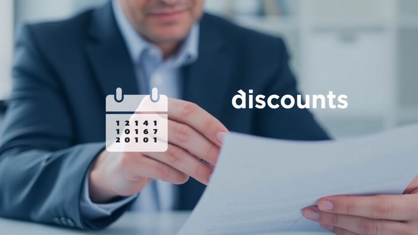 Pessoa a consultar descontos de reforma com calendário.