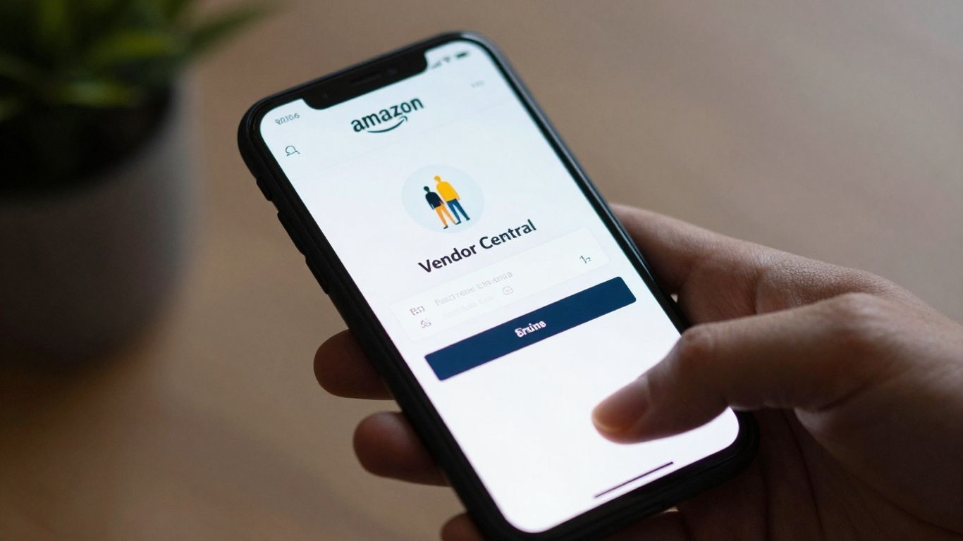 Amazon Vendor Central login screen on a smartphone.
