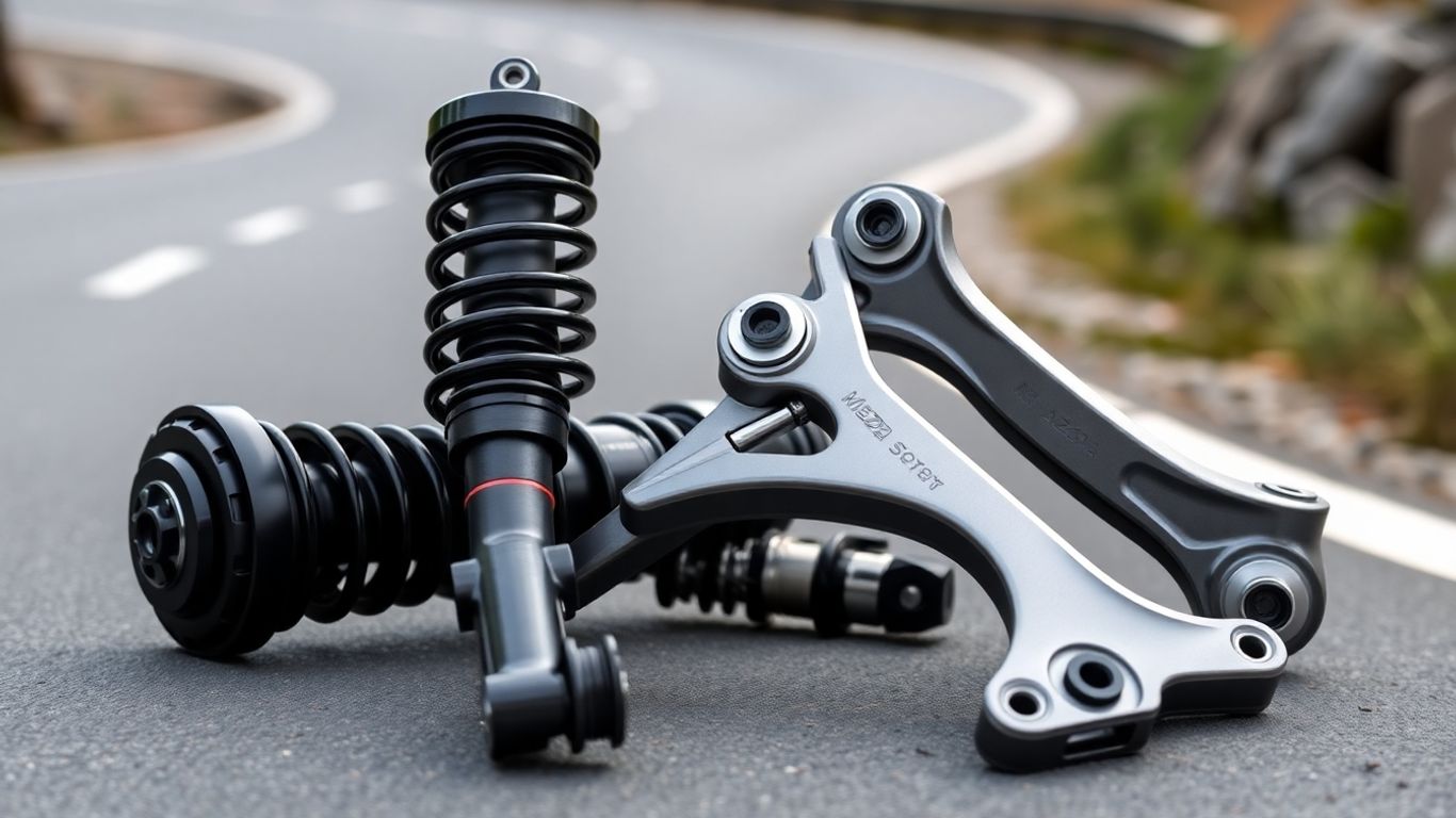 Mazda suspension and steering parts for improved car handling.