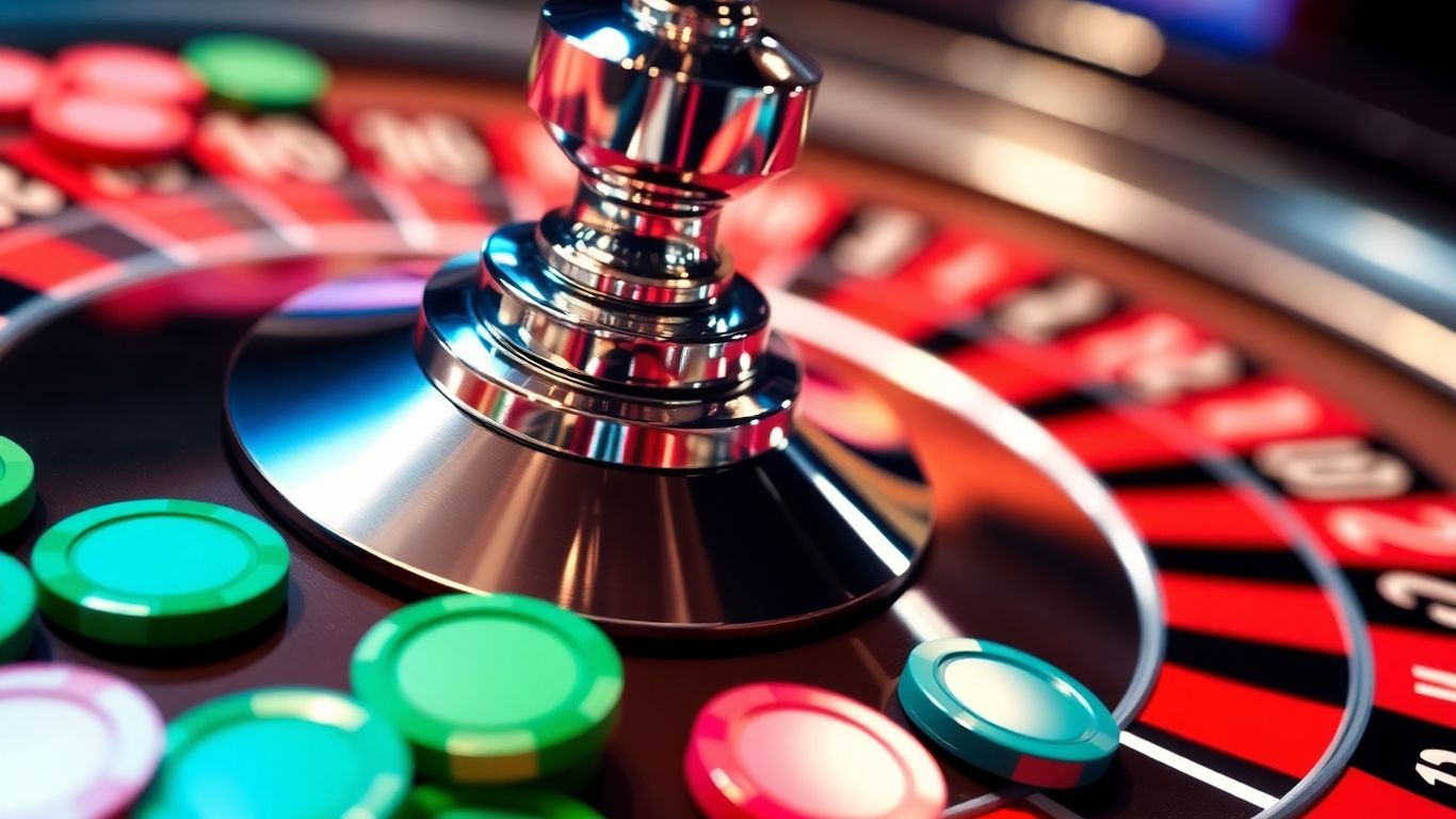 Roulette wheel and casino chips