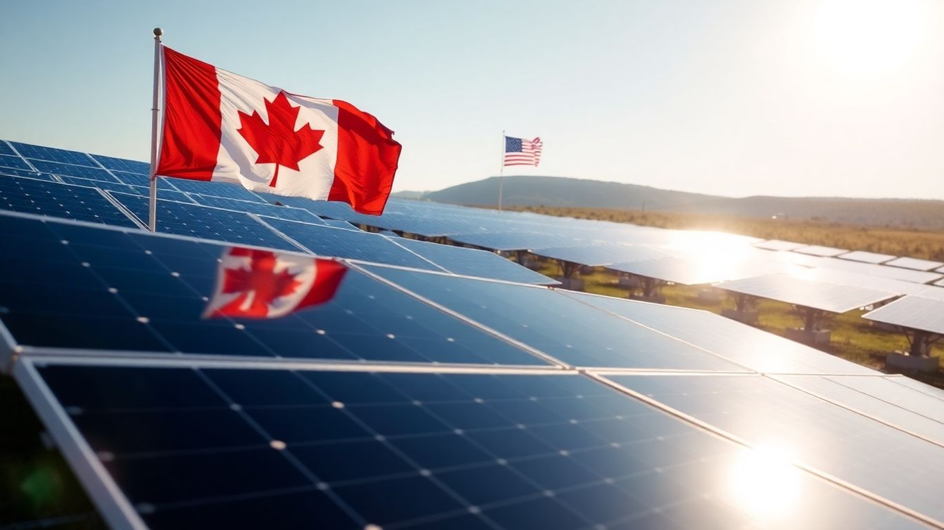 Canadian solar panels against a backdrop of shifting global markets.