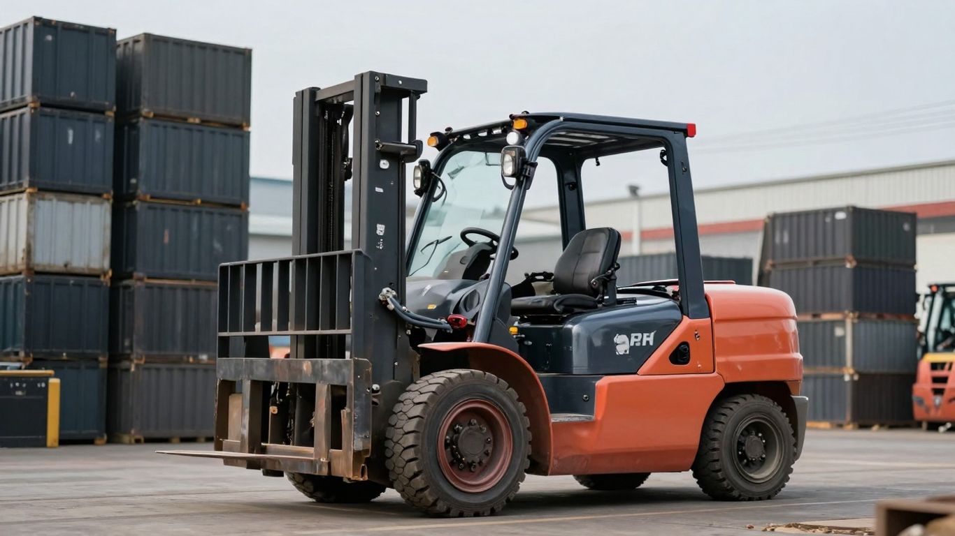 รถโฟล์คลิฟท์น้ำมันยกของหนักในโรงงาน