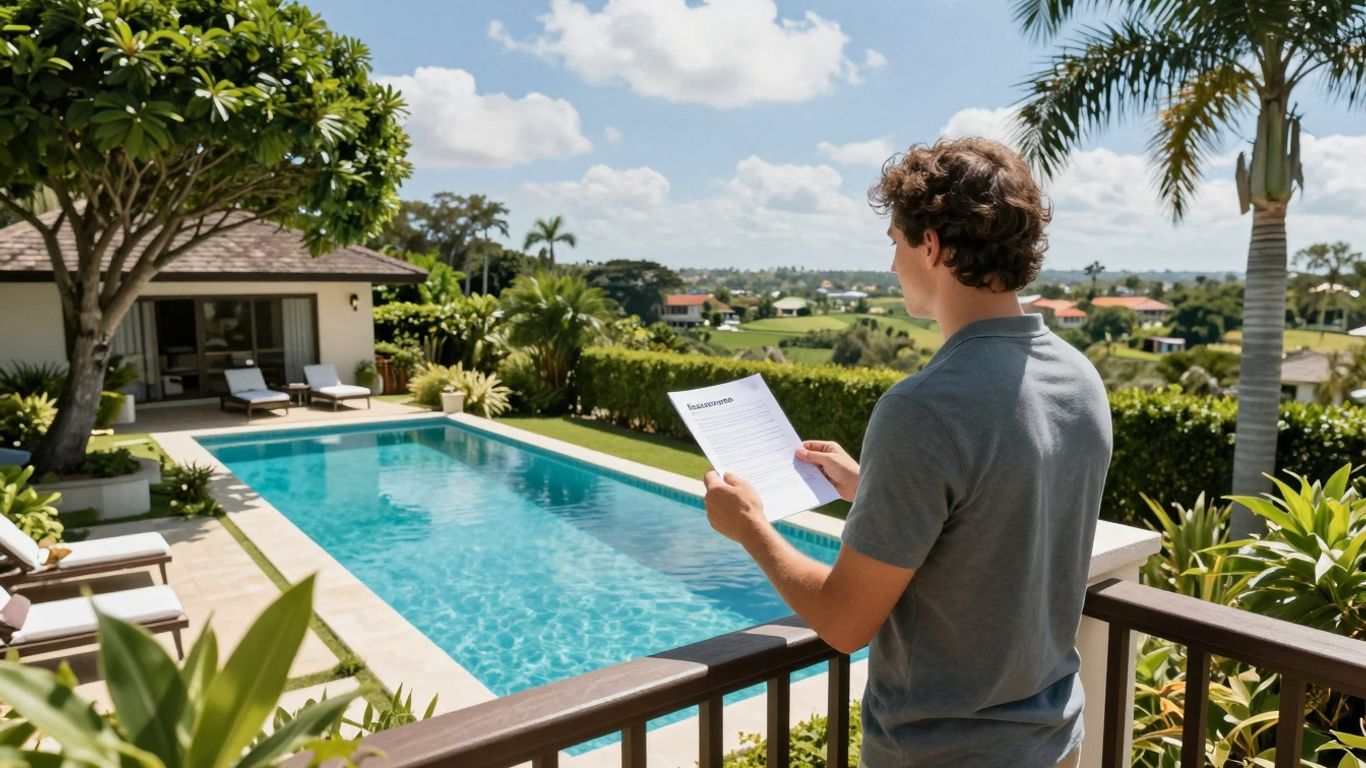Propietario revisando seguro de hogar para alquiler vacacional.