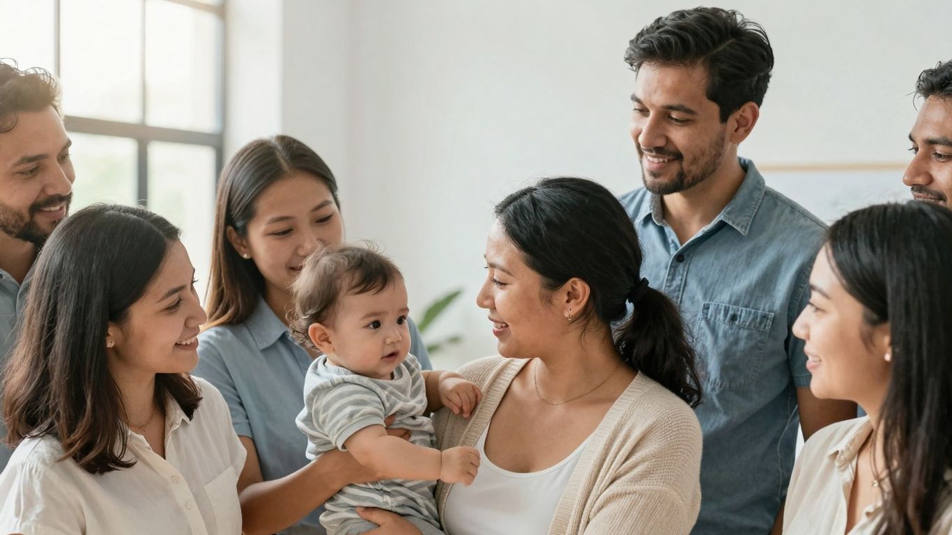Family members bonding, establishing legal connection.
