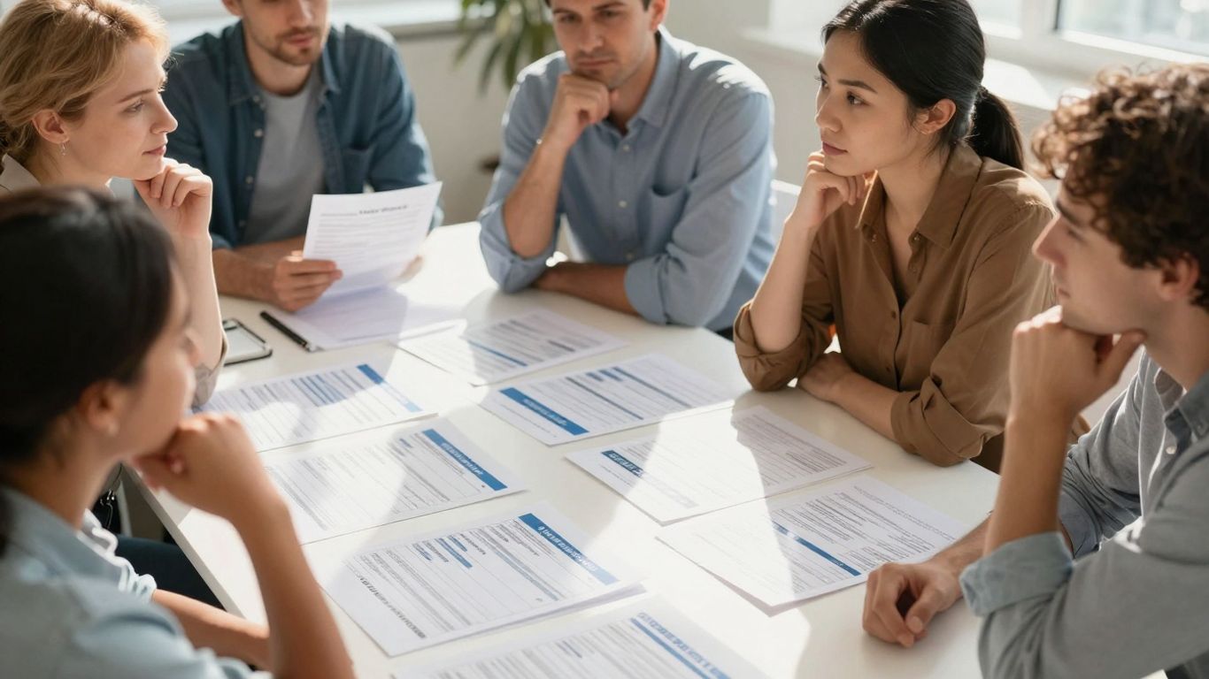 People reviewing health insurance plan options.