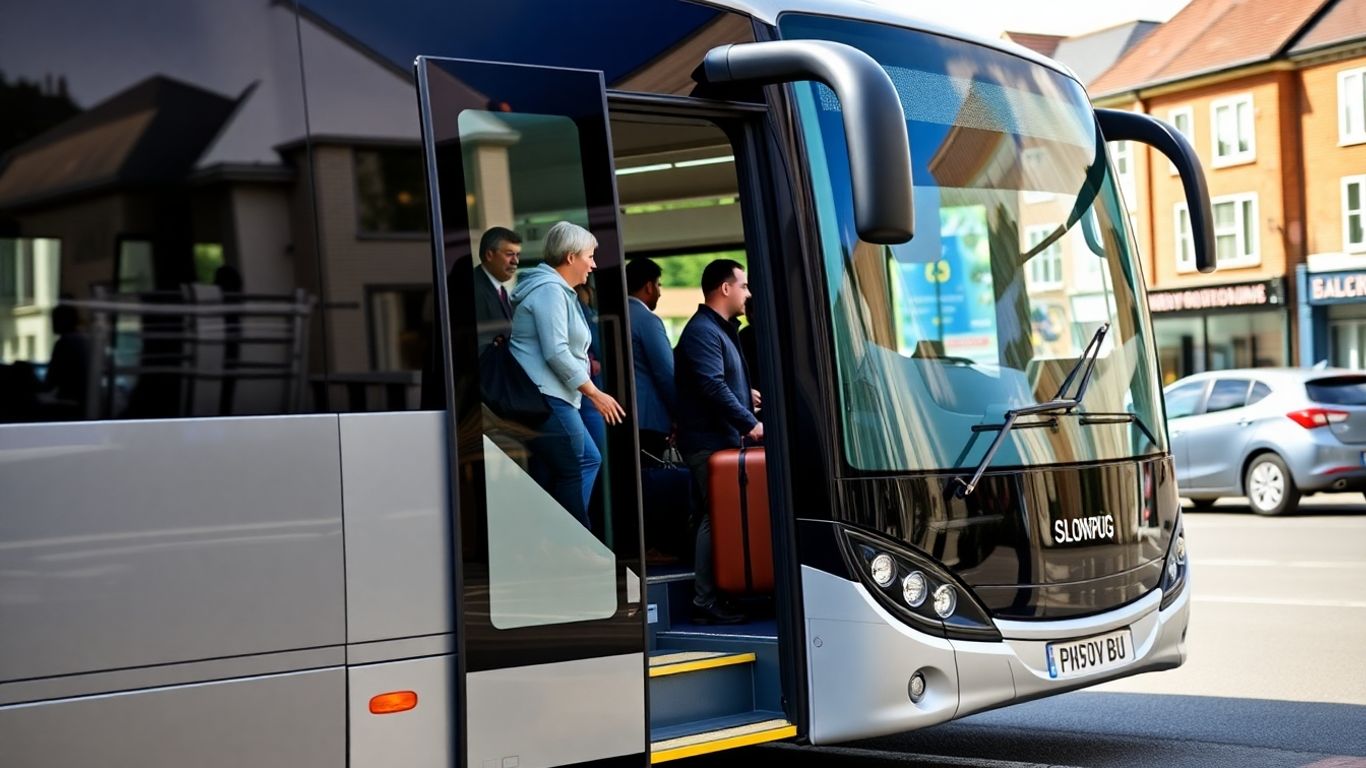 Minibus ready for passengers in Slough.