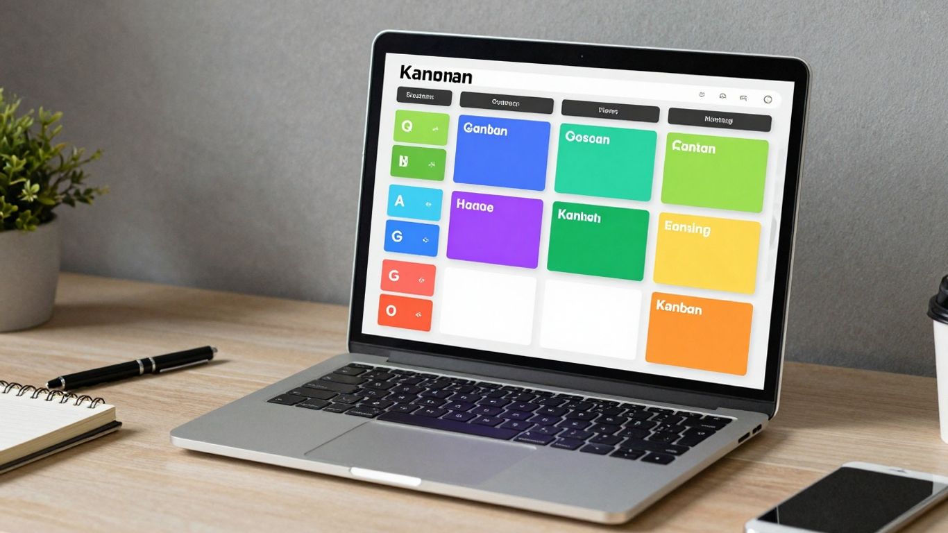 Jira Kanban board on a laptop screen
