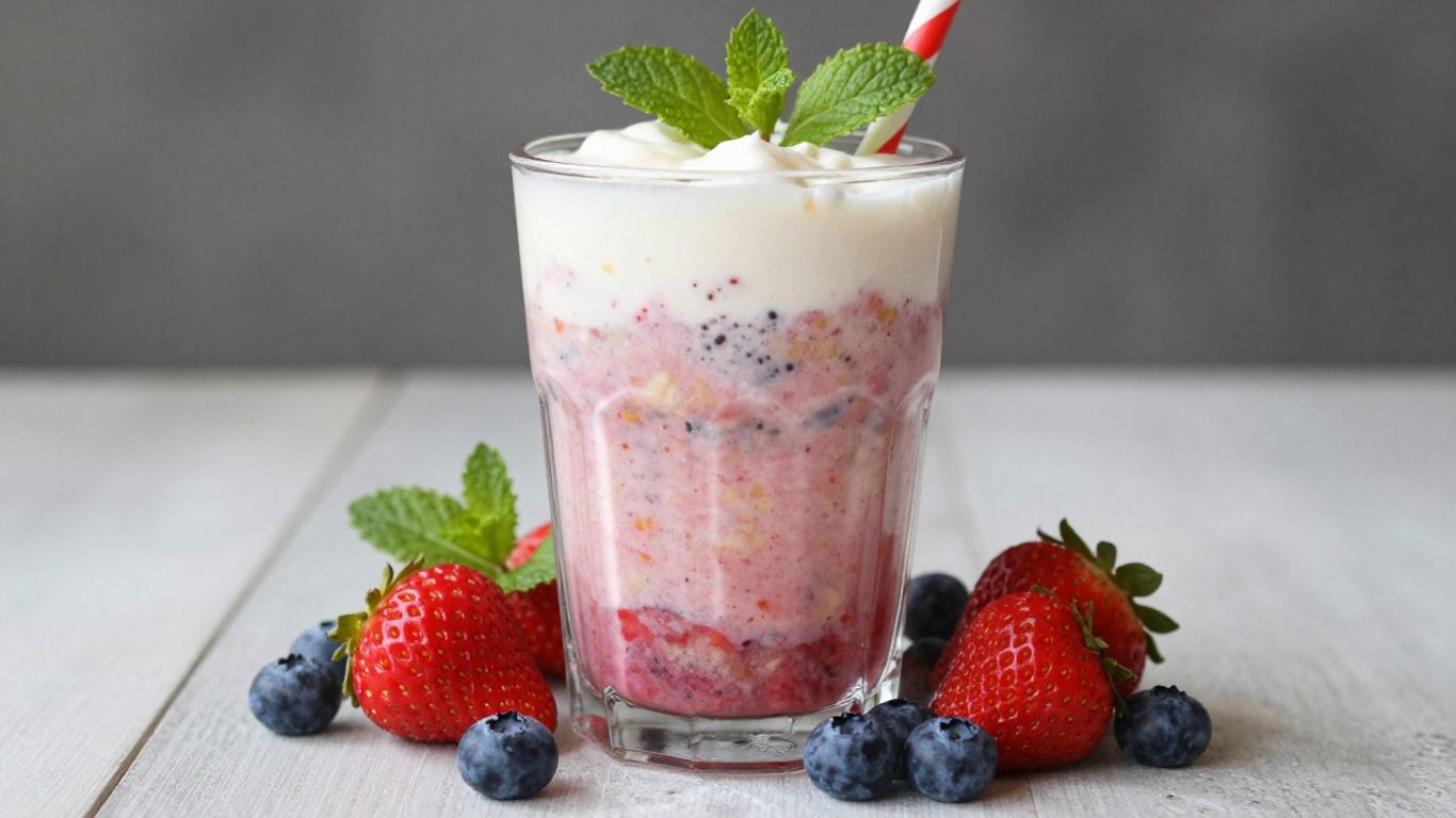 Healthy breakfast shake with fresh fruits