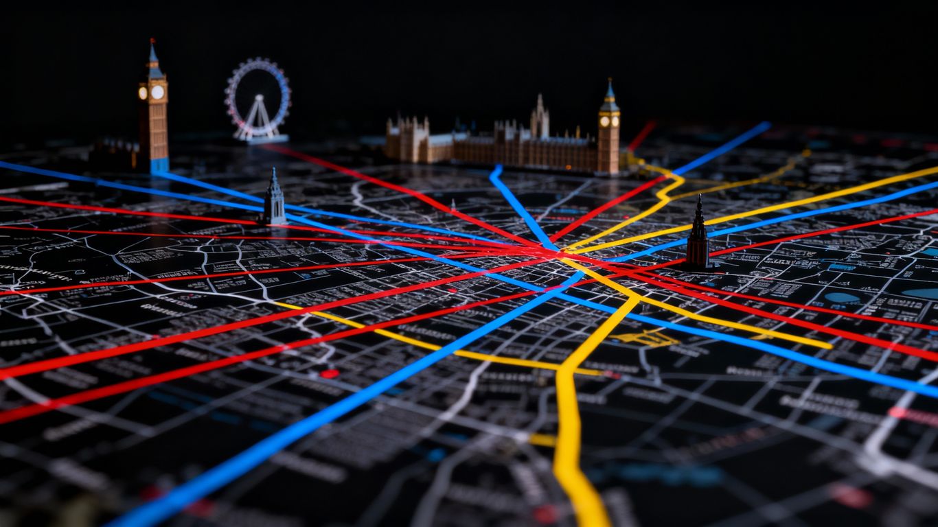 London Underground map with landmarks.
