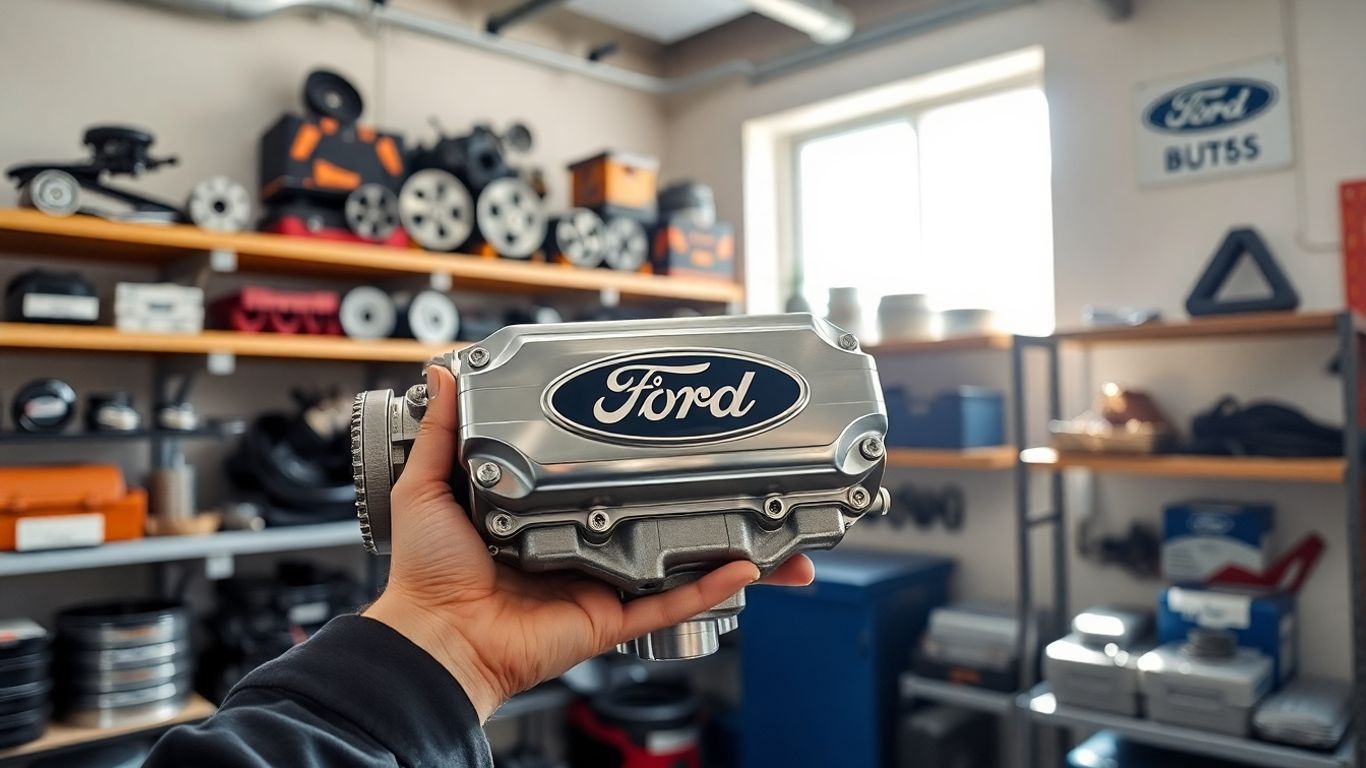 Ford car parts in a workshop