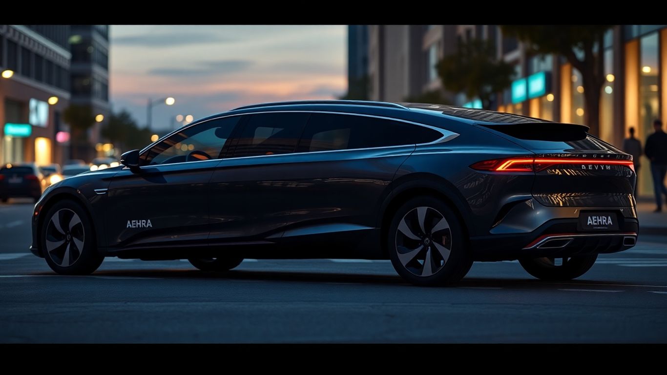 AEHRA electric sedan and SUV on a city street.