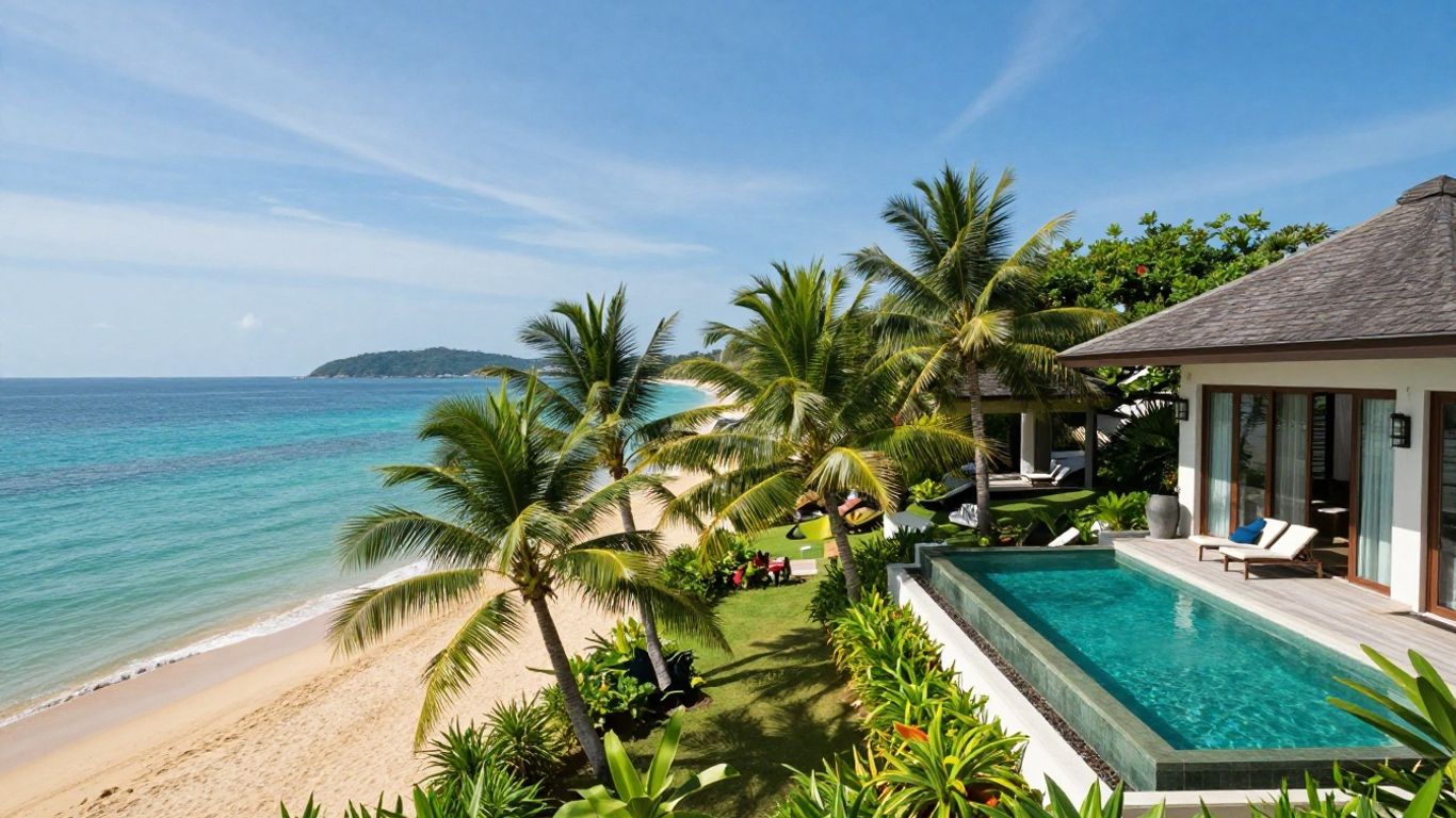 Phuket beach villa overlooking the ocean.