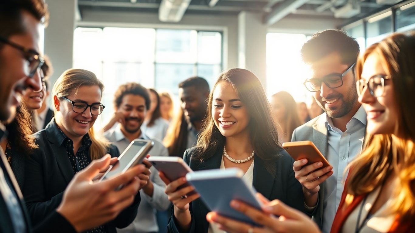 Personas usando dispositivos para buscar empleo en línea.