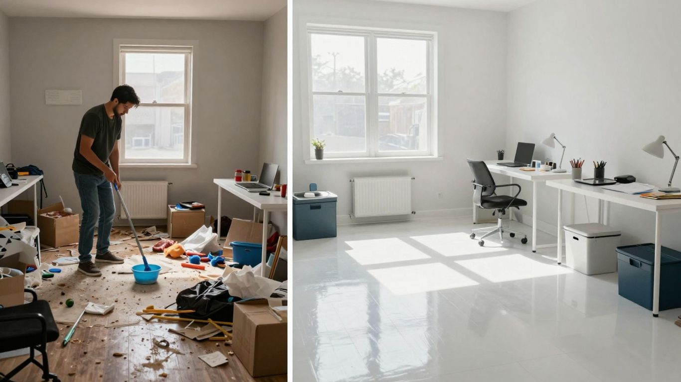 DIY vs. professional move-out cleaning comparison image.