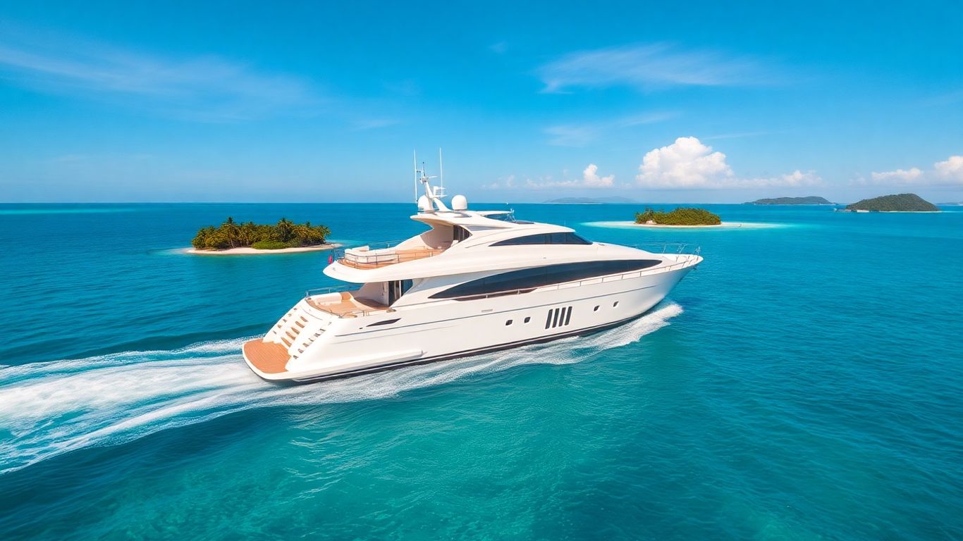 Luxurious yacht sailing in a tropical paradise