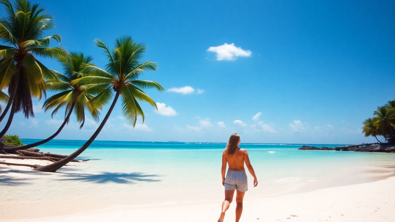 Plaża z palmami i turkusową wodą
