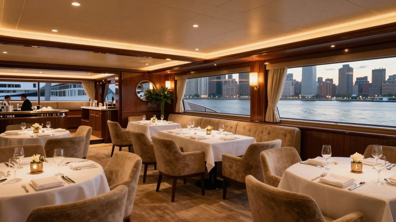 Elegant interior of NYC's Yacht Club dining area.