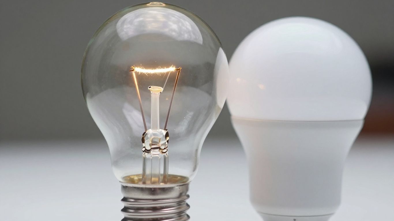 Ampoule halogène 65W comparée à une ampoule LED