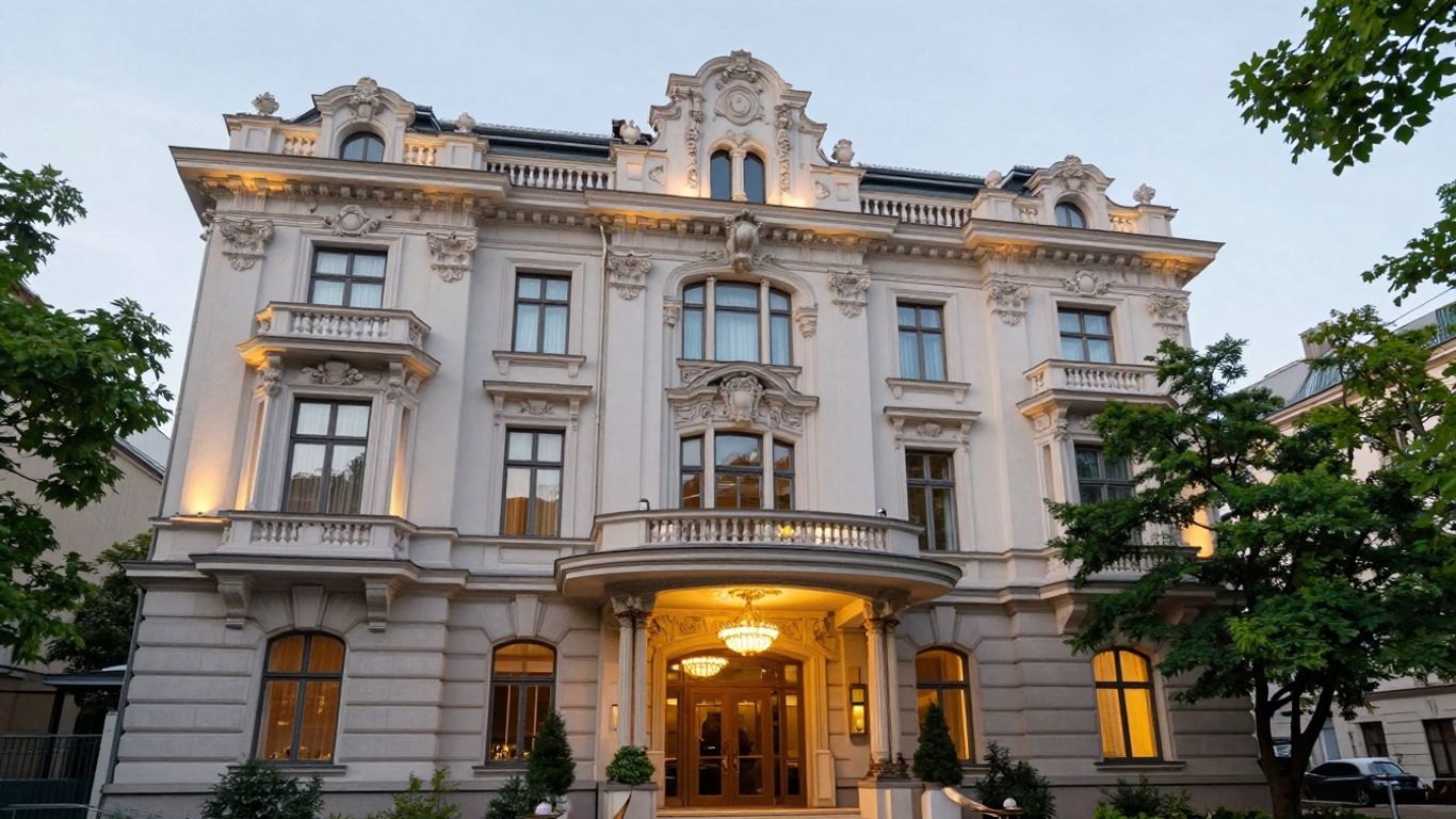 Elegantes Hotelgebäude in Charlottenburg mit prunkvoller Fassade.