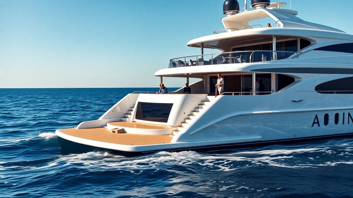 Alliance yacht with crew cruising on calm water