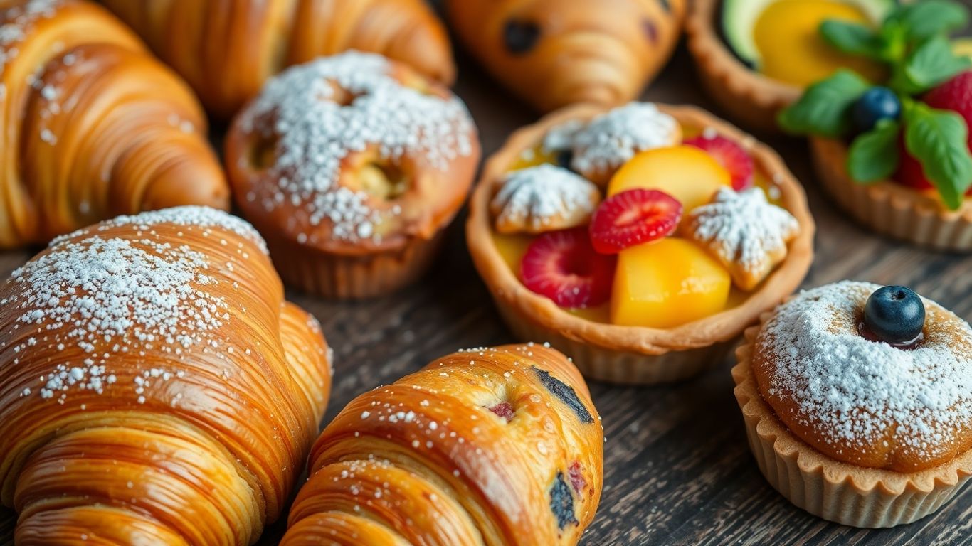 Vegane und vegetarische Backwaren auf Holztisch