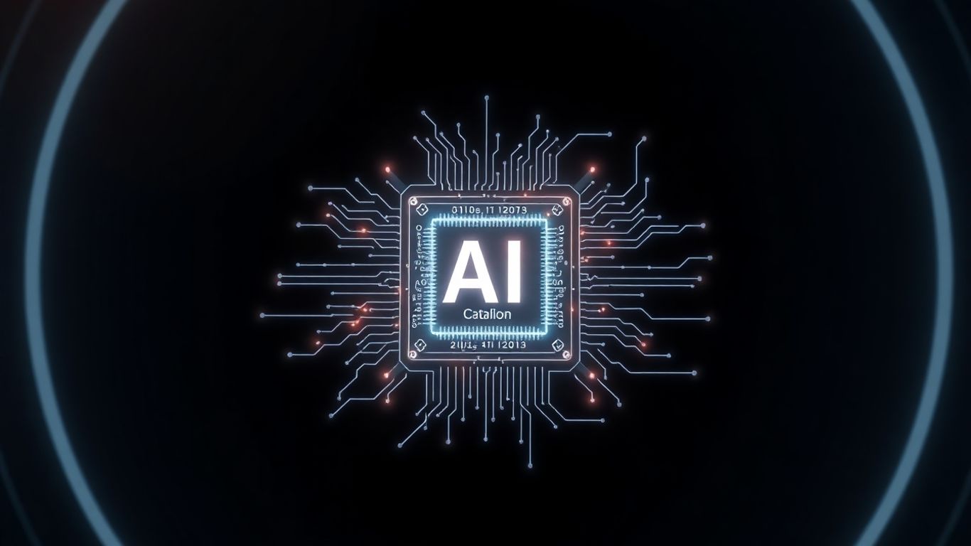 Futuristic AI chip with glowing internal light and digital patterns.