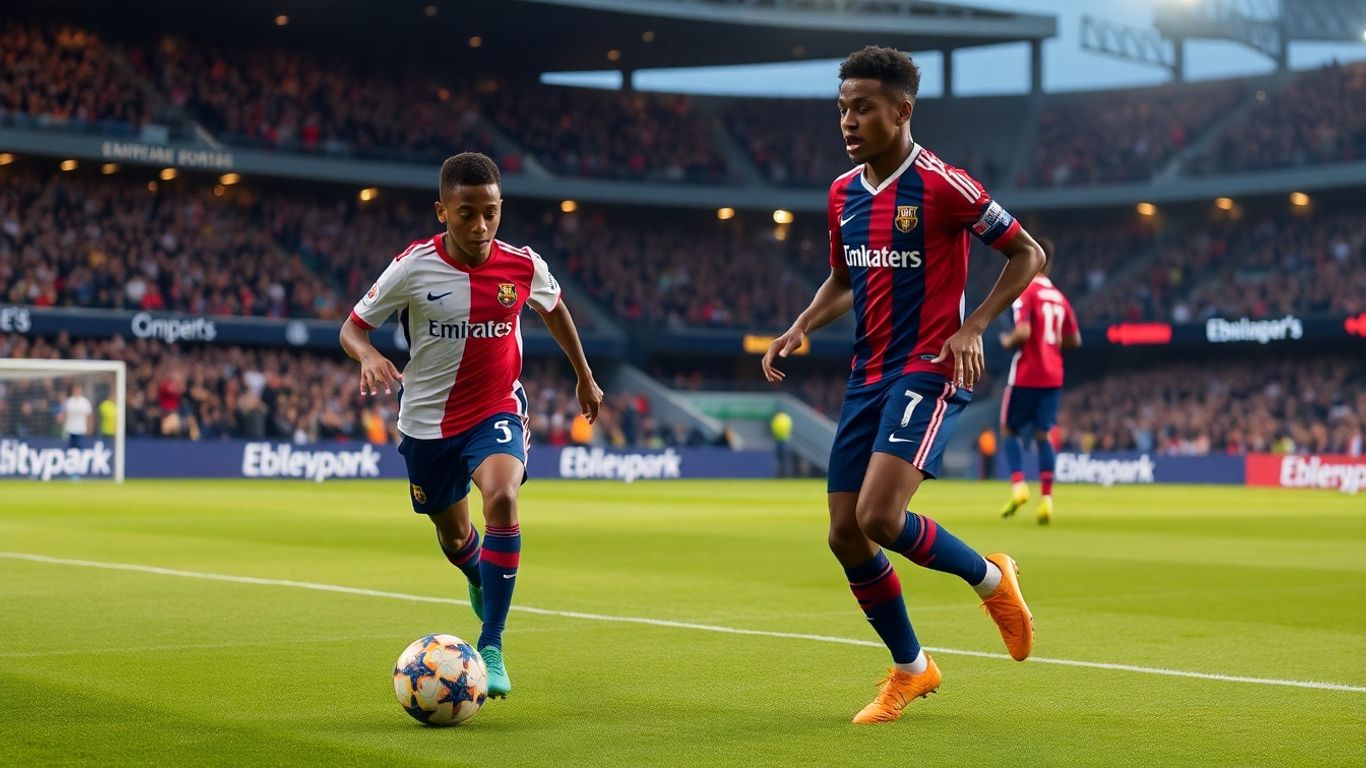 Ethan Mbappé dribble devant Kylian Mbappé au stade