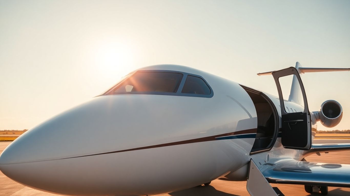 Luxury private jet on airfield