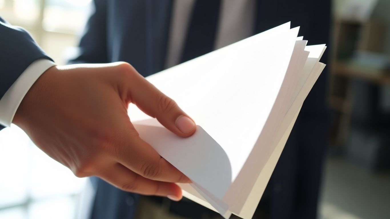 Pessoa entregando documentos do Imposto de Renda.