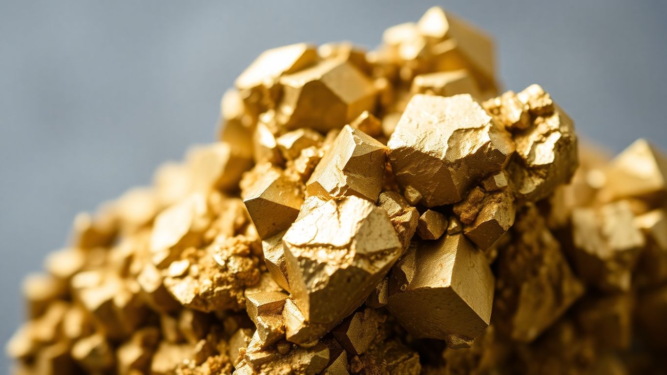 Golden pyrite mineral with cubic crystal structure.