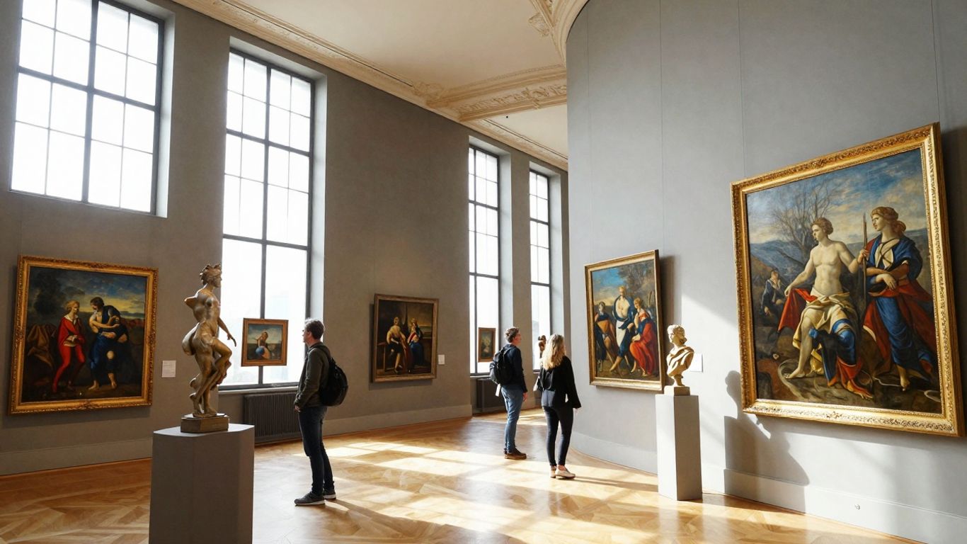 Kunstsammlung Nordrhein-Westfalen mit Besuchern und Kunstwerken