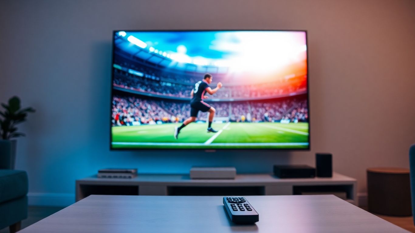 NewHD IPTV screen with sports broadcast.