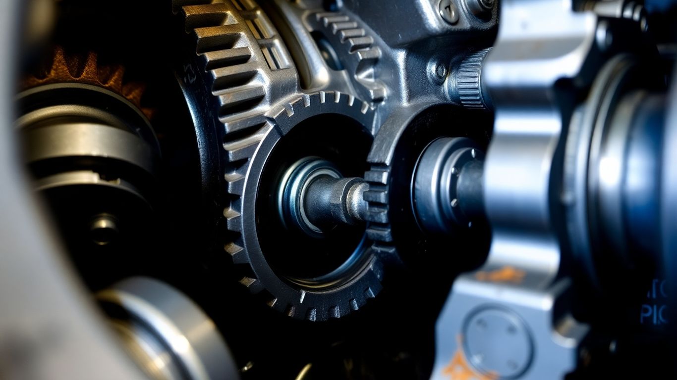 Mazda gearbox internal components with visible gears and shafts.