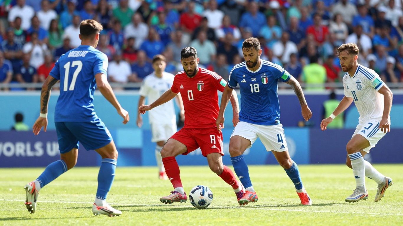 Italy vs Israel football match action shot