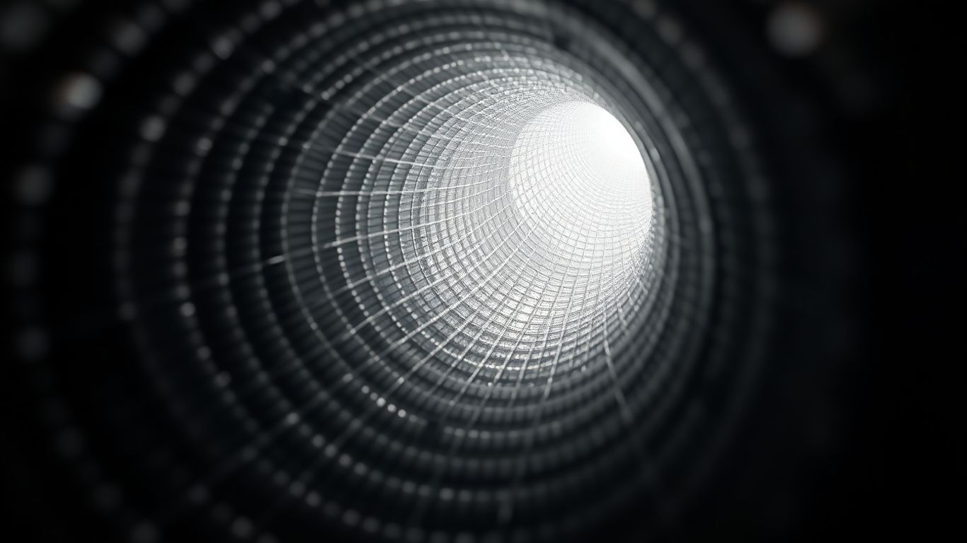 Gaine de ventilation en gros plan, texture et brillance.