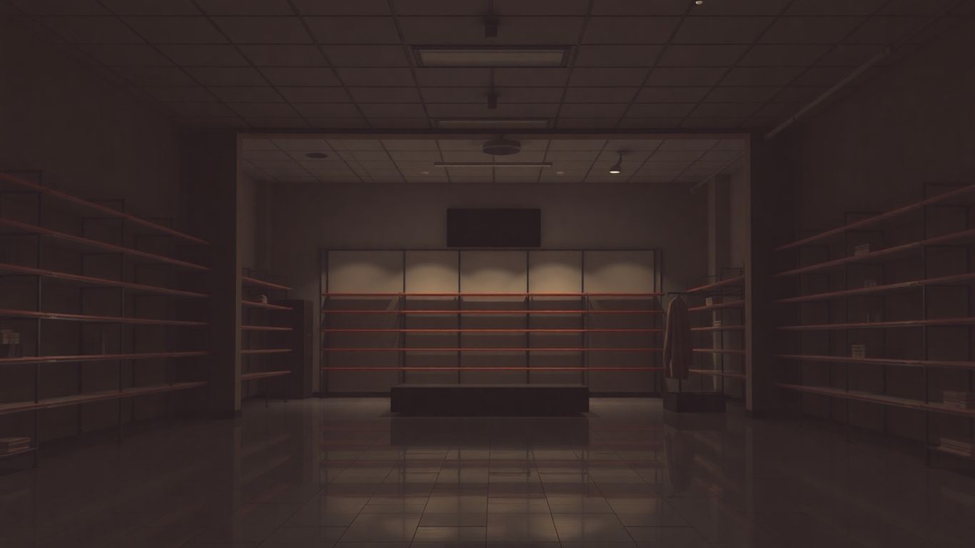 Empty retail store interior after closure.
