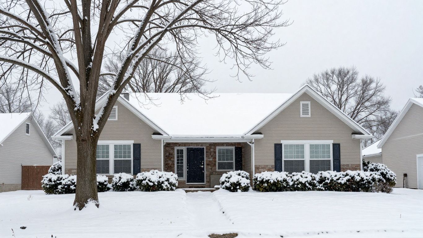 Winter house with tree removal for curb appeal.