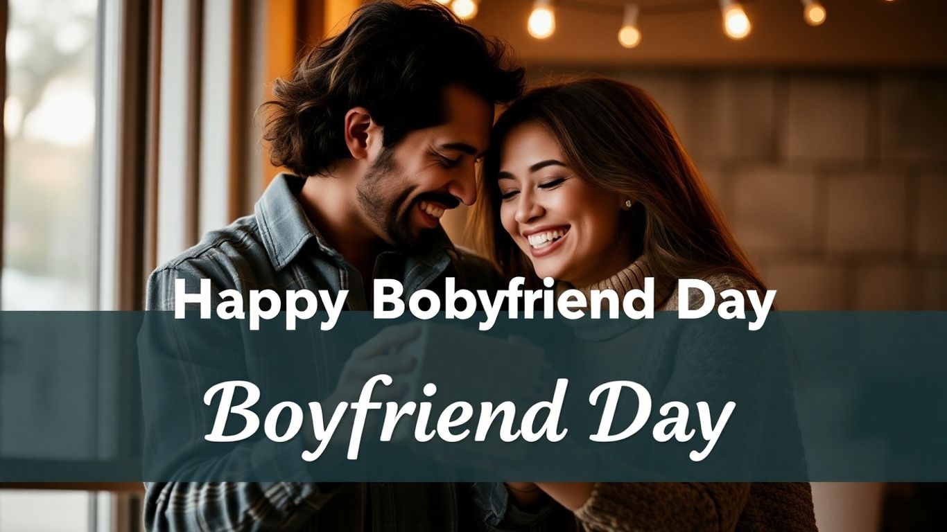 Glückliches Paar feiert National Boyfriend Day