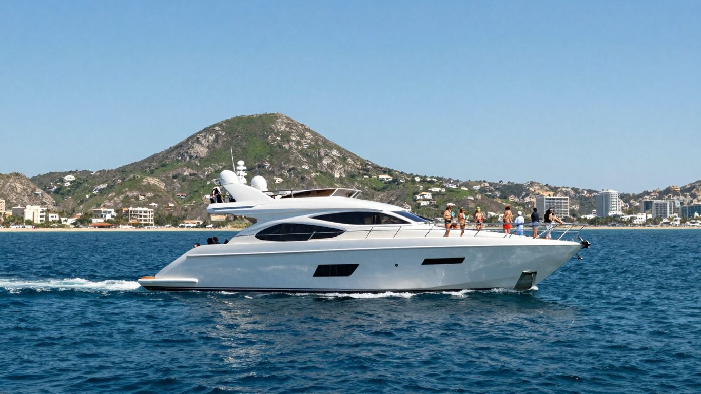 Luxury yacht charter in Cabo with open bar.