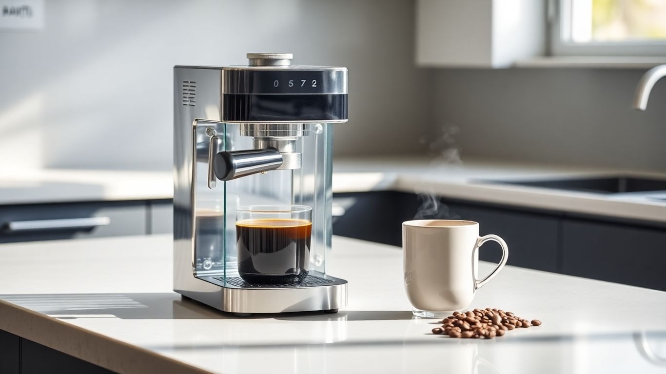 Kaffeemaschine aus Glas und Metall mit Kaffee