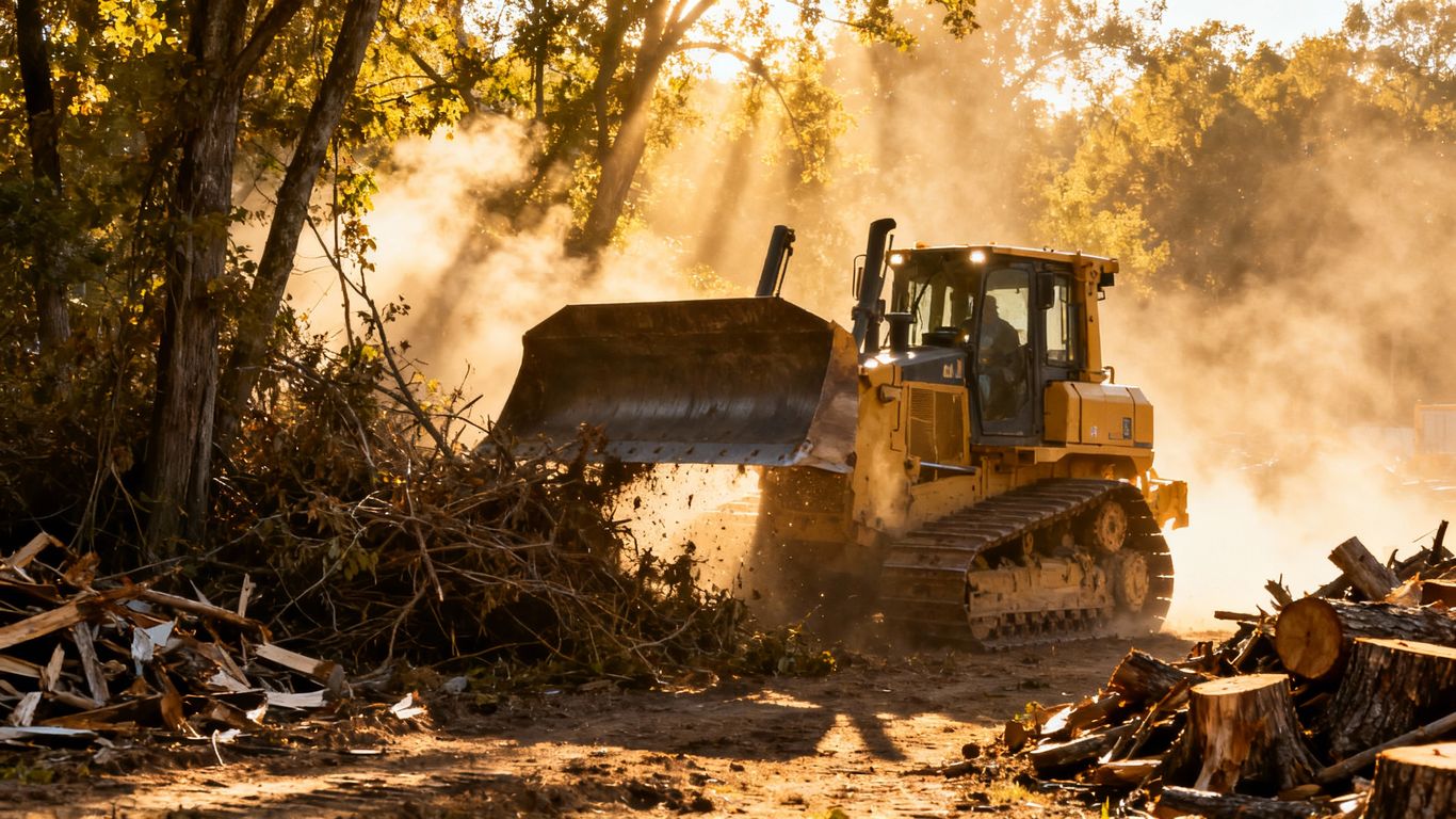 Bulldozer clearing trees and brush for a new project.