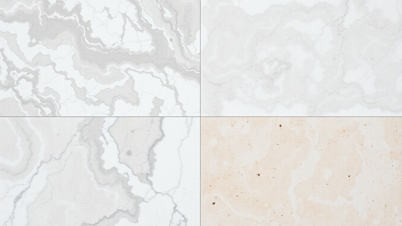 Marble and travertine stone textures side-by-side.