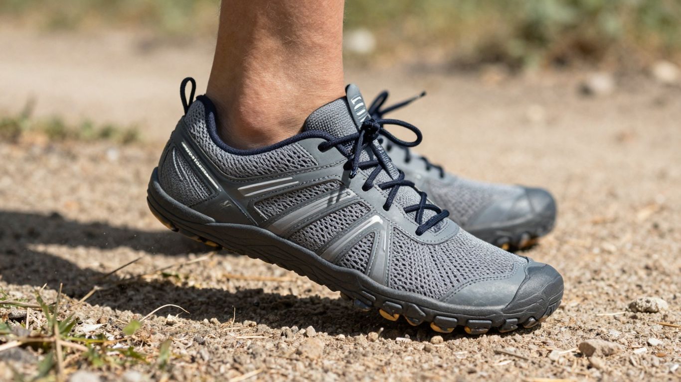 Xero Shoes HFS 2 barefoot running shoe on a trail.