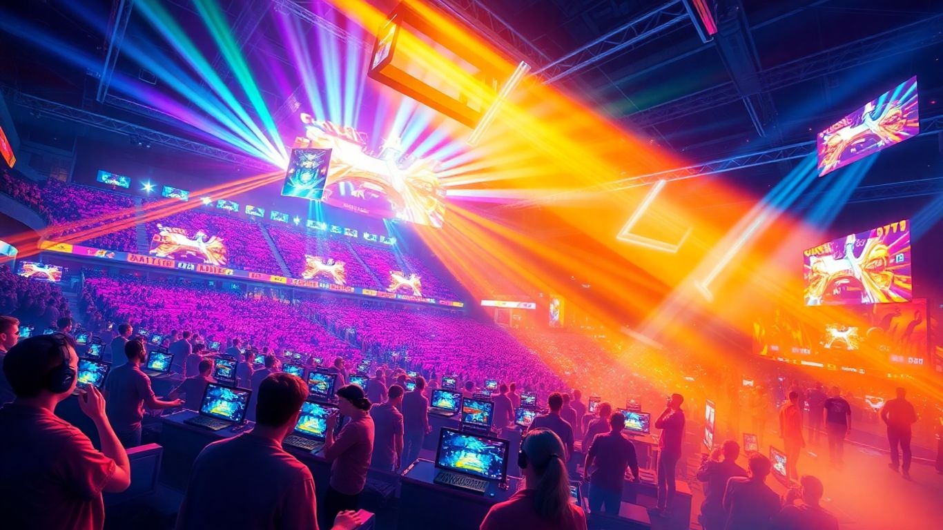 Esports arena with players in action