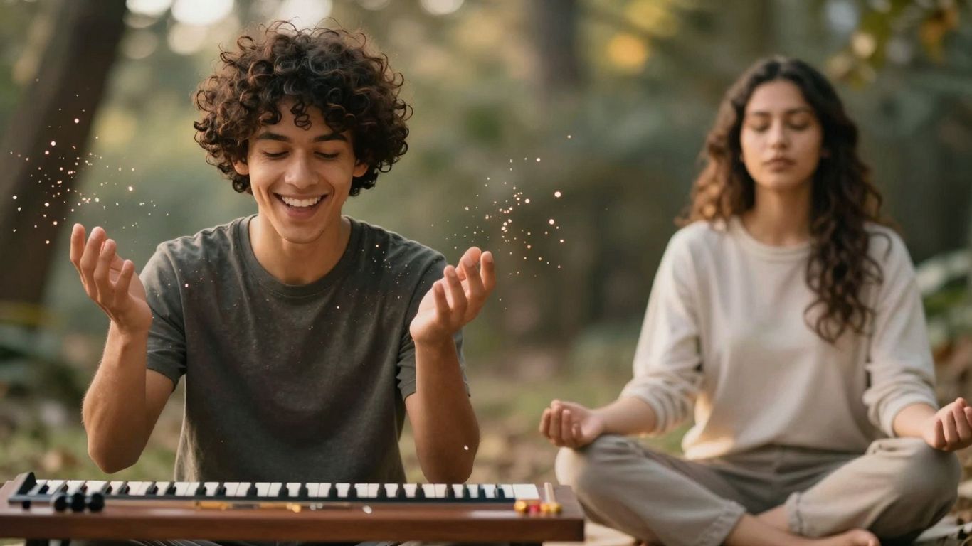 Person learning a skill and meditating for dopamine.