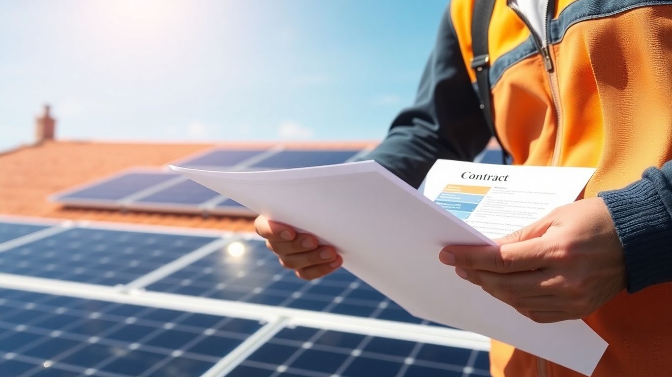 Technicien avec contrat pour raccordement panneaux solaires