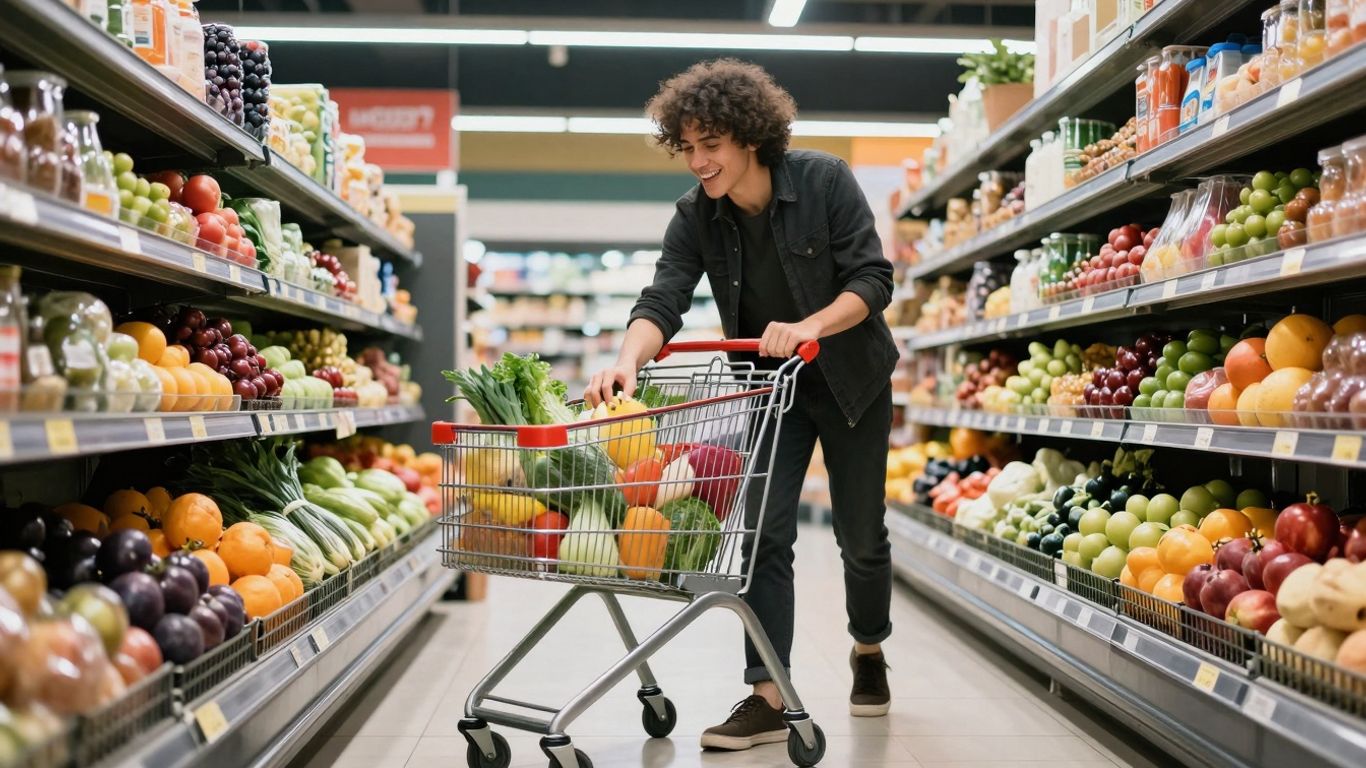 Person shopping for groceries at Lidl