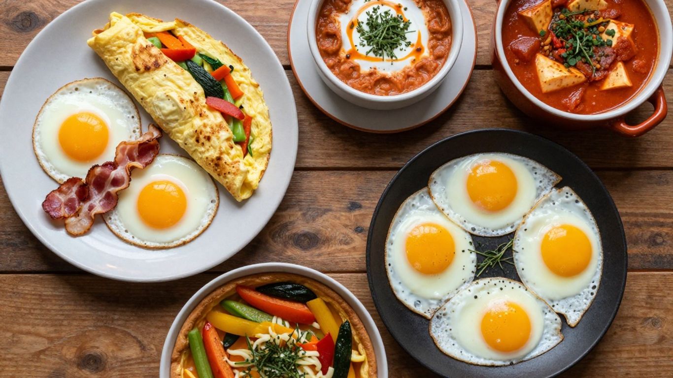 Assortment of delicious egg dishes from around the world.